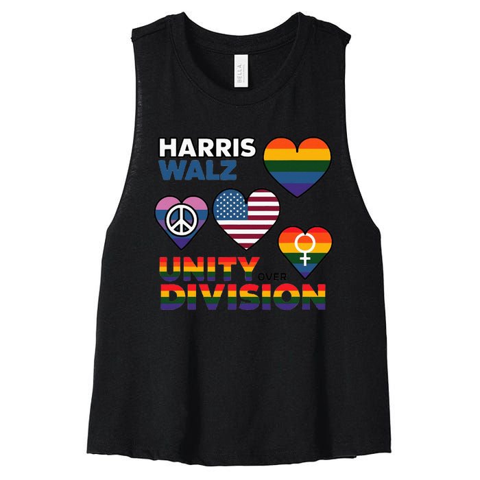 Unity Harris Walz For A United America Women's Racerback Cropped Tank