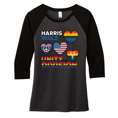 Unity Harris Walz For A United America Women's Tri-Blend 3/4-Sleeve Raglan Shirt