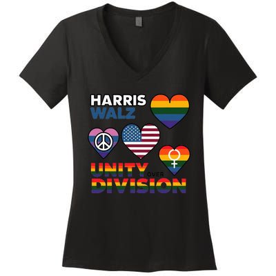 Unity Harris Walz For A United America Women's V-Neck T-Shirt