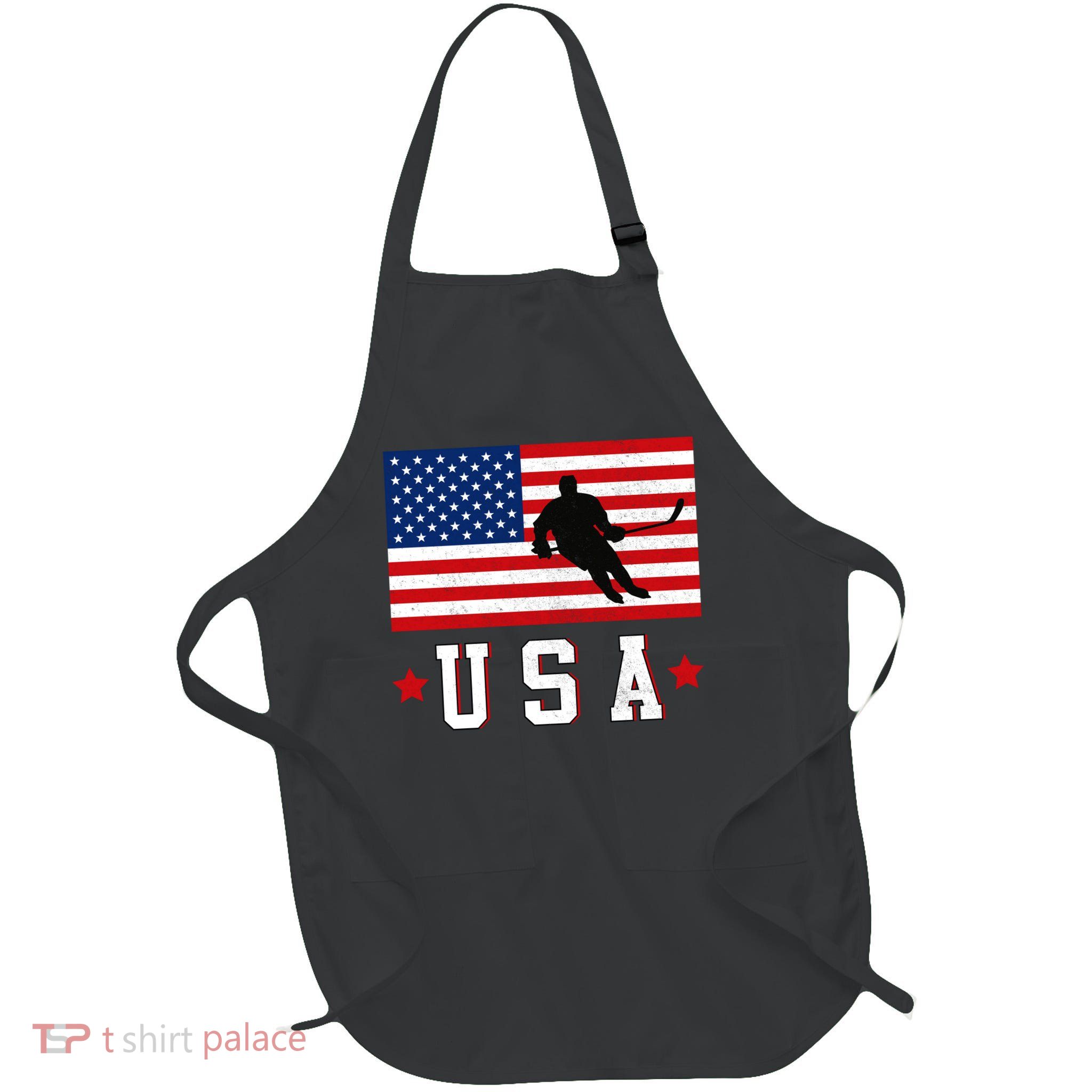 USA Hockey Winter Sports Games Full-Length Apron With Pockets