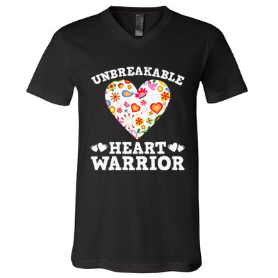 Unbreakable Heart Warrior  V-Neck T-Shirt