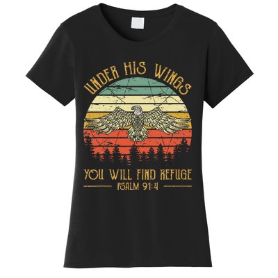 Under His Wings You Will Find Refuge Christian Bald Eagle Women's T-Shirt