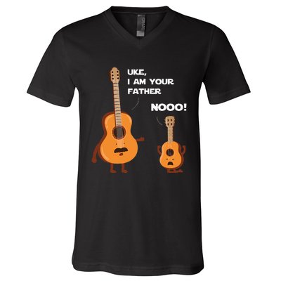 Uke I Am Your Father Funny Ukulele Guitar Music Guitarist V-Neck T-Shirt