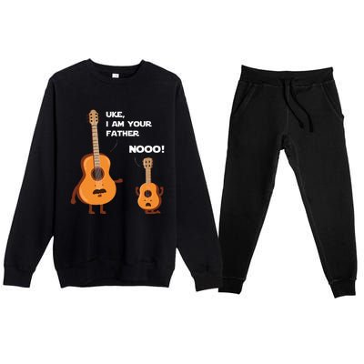 Uke I Am Your Father Funny Ukulele Guitar Music Guitarist Premium Crewneck Sweatsuit Set