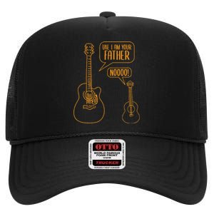 Uke I Am Your Father Ukulele Guitar Music High Crown Mesh Back Trucker Hat