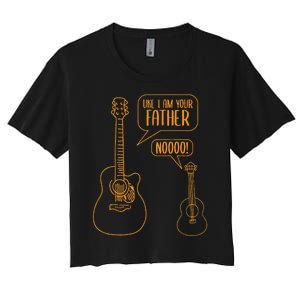 Uke I Am Your Father Ukulele Guitar Music Women's Crop Top Tee