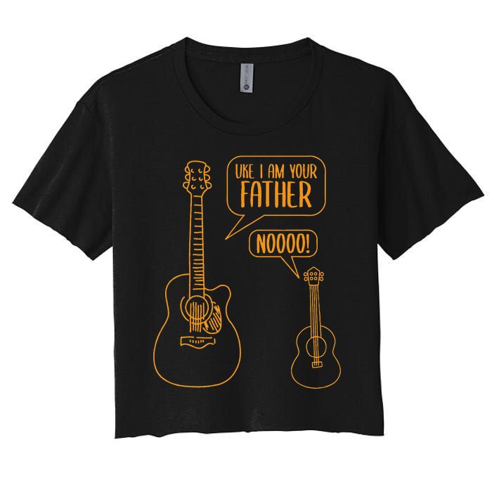 Uke I Am Your Father Ukulele Guitar Music Women's Crop Top Tee