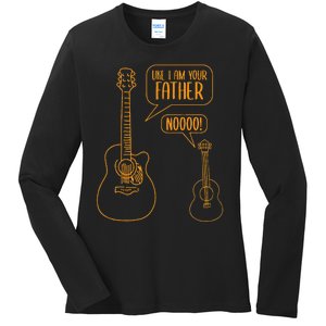 Uke I Am Your Father Ukulele Guitar Music Ladies Long Sleeve Shirt