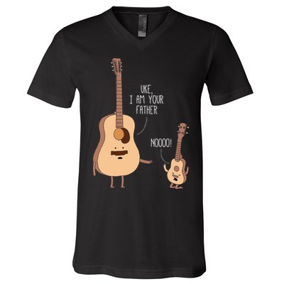 Uke I Am Your Father Ukulele Guitar Music V-Neck T-Shirt