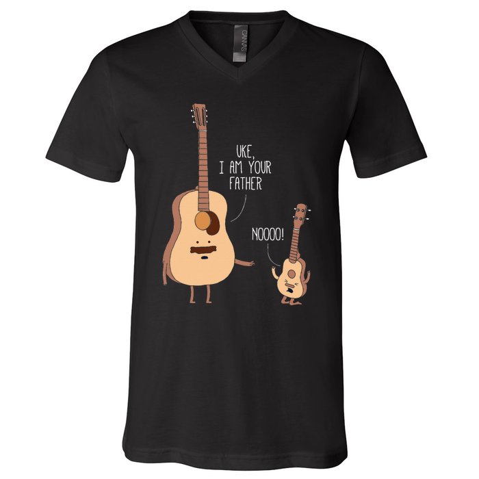 Uke I Am Your Father Ukulele Guitar Music V-Neck T-Shirt