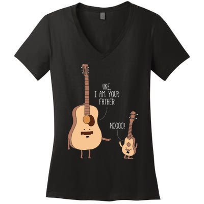 Uke I Am Your Father Ukulele Guitar Music Women's V-Neck T-Shirt