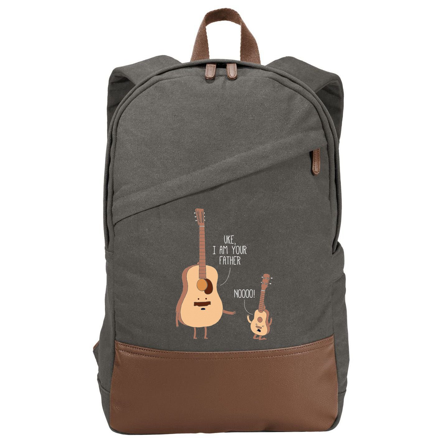 Uke I Am Your Father Ukulele Guitar Music Cotton Canvas Backpack