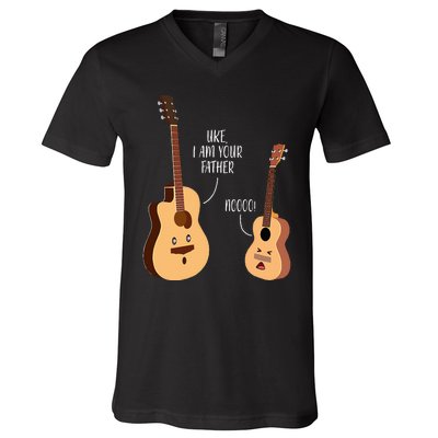 Uke I Am Your Father Ukulele Guitar Music V-Neck T-Shirt