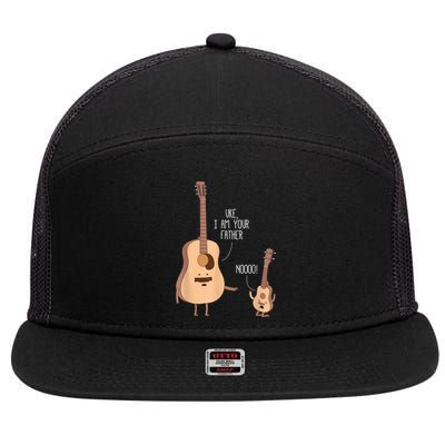 Uke I Am Your Father Guitar Ukulele Music Hilarious Gift 7 Panel Mesh Trucker Snapback Hat
