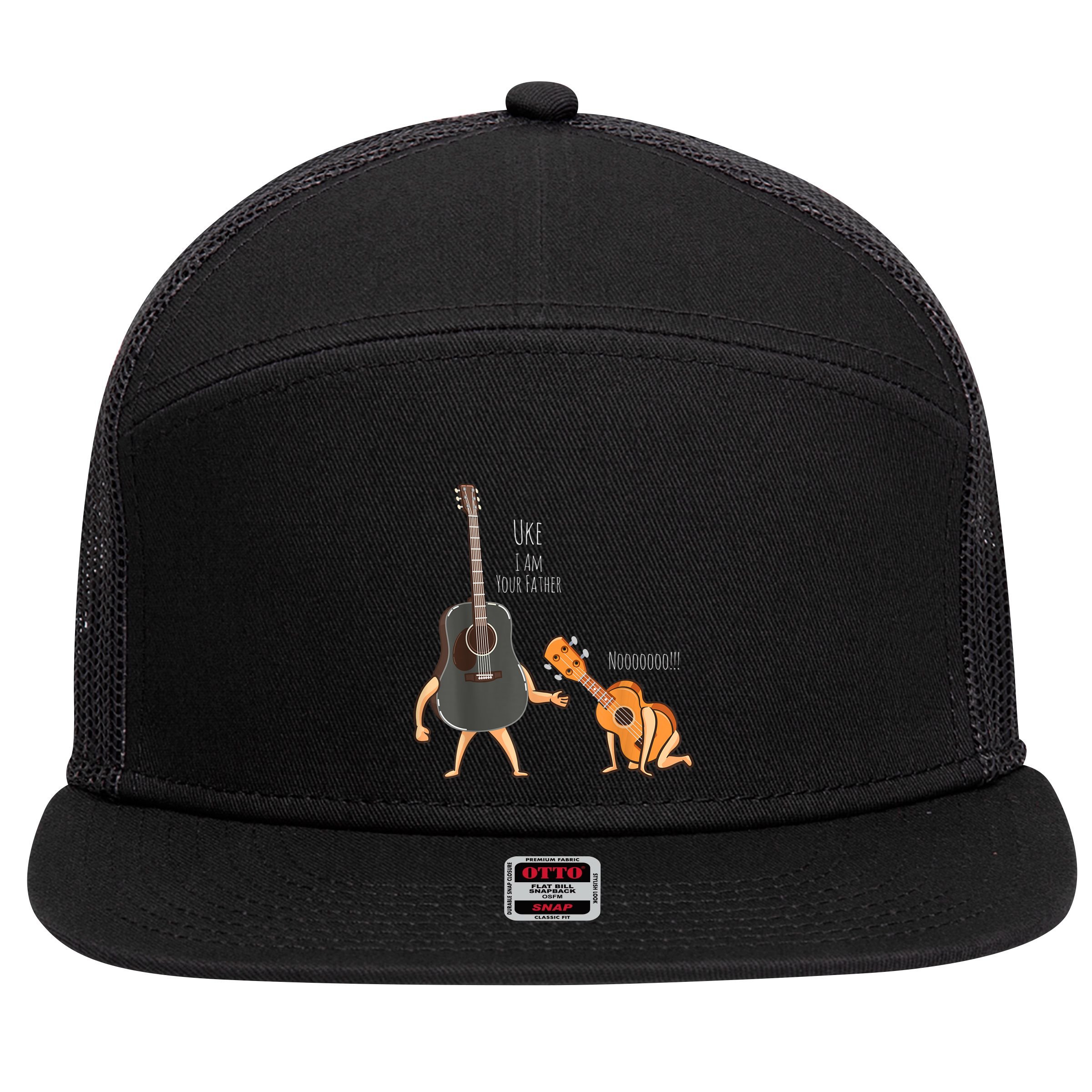 Uke I Am Your Father Guitar Ukulele Music Hilarious Gift 7 Panel Mesh Trucker Snapback Hat