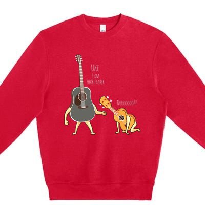 Uke I Am Your Father Guitar Ukulele Music Hilarious Gift Premium Crewneck Sweatshirt