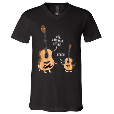 Uke I Am Your Father Guitar Ukulele Music Hilarious Gift V-Neck T-Shirt