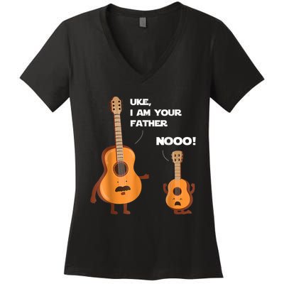 Uke I Am Your Father Guitar Ukulele Music Hilarious Gift Women's V-Neck T-Shirt