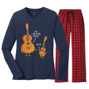 Uke I Am Your Father Funny Daddy Papa Fathers Day Gift Idea Women's Long Sleeve Flannel Pajama Set 