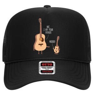 Uke I Am Your Father Ukulele Guitar Music High Crown Mesh Back Trucker Hat