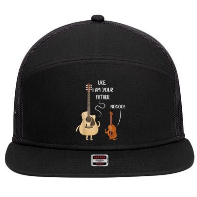 Uke I Am Your Father Guitar Ukulele Music Hilarious Gift 7 Panel Mesh Trucker Snapback Hat