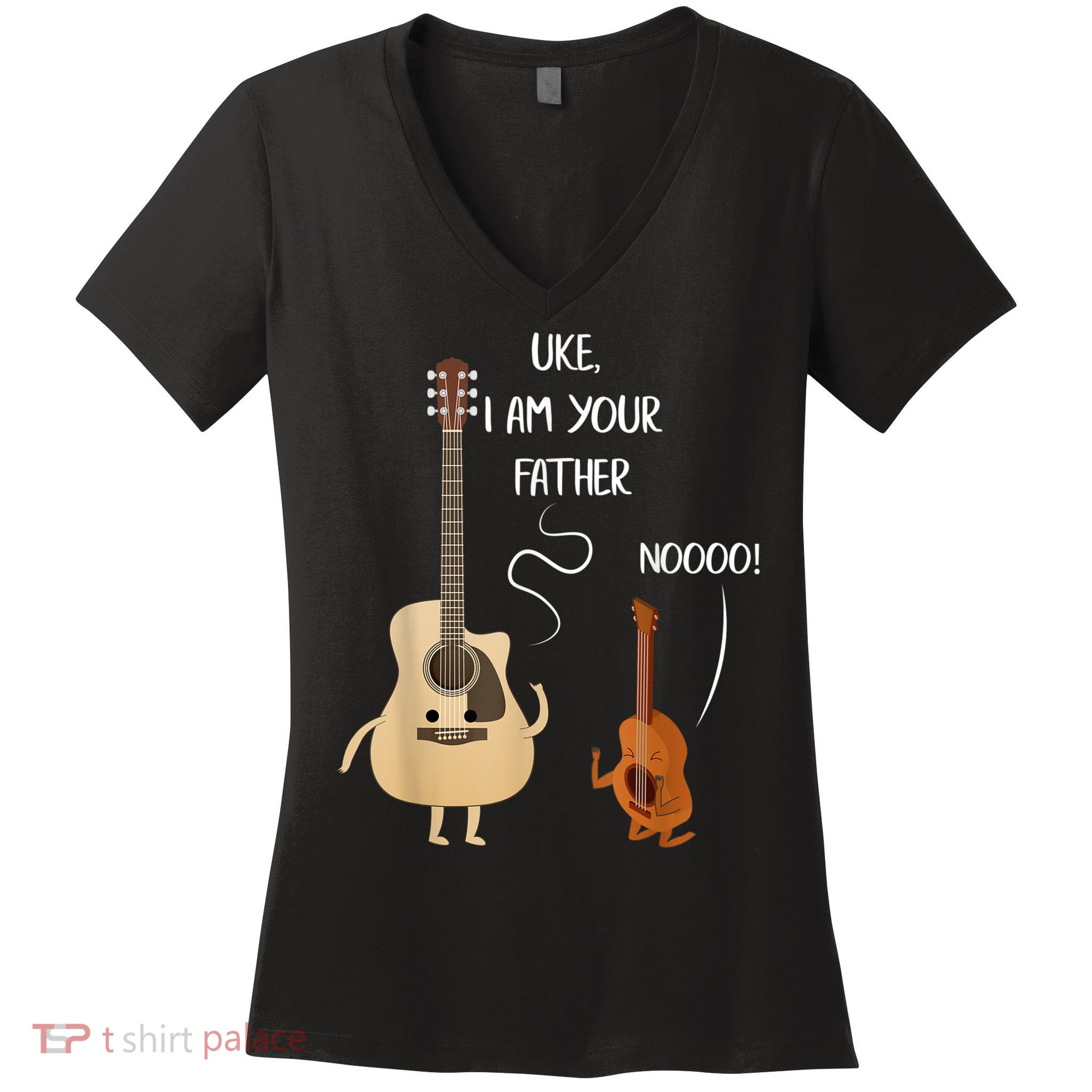 Uke I Am Your Father Guitar Ukulele Music Hilarious Gift Women's V-Neck T-Shirt