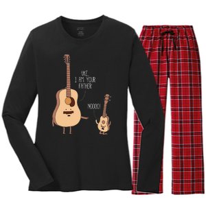 Uke I Am Your Father Ukulele Guitar Music Women's Long Sleeve Flannel Pajama Set 