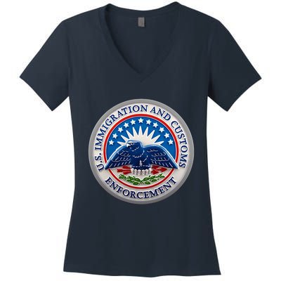 U.S. Immigration And Customs Enforcement ICE Logo Women's V-Neck T-Shirt
