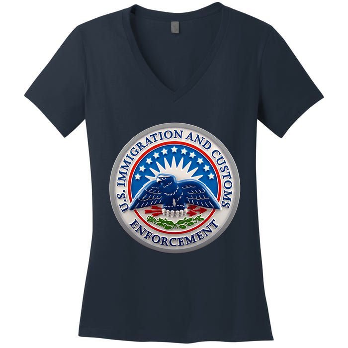 U.S. Immigration And Customs Enforcement ICE Logo Women's V-Neck T-Shirt