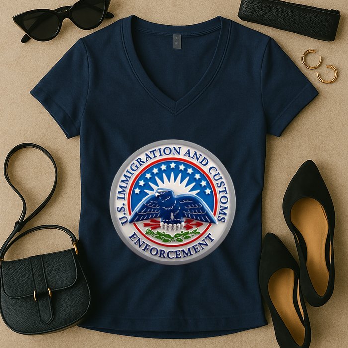 U.S. Immigration And Customs Enforcement ICE Logo Women's V-Neck T-Shirt