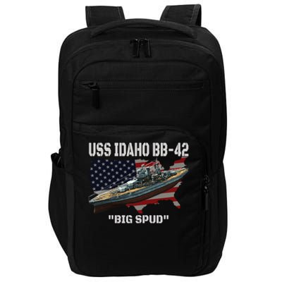 Uss Idaho Bbgift42 Battleship Veterans Day Warship Front And Back Gift Impact Tech Backpack