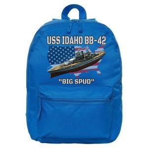 Uss Idaho Bbgift42 Battleship Veterans Day Warship Front And Back Gift 16 in Basic Backpack