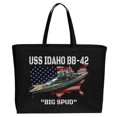 Uss Idaho Bbgift42 Battleship Veterans Day Warship Front And Back Gift Cotton Canvas Jumbo Tote