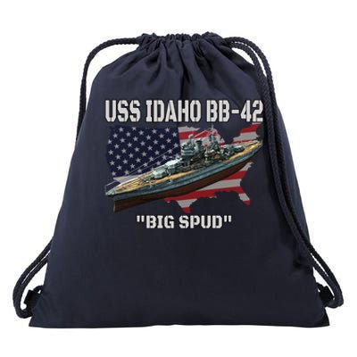 Uss Idaho Bbgift42 Battleship Veterans Day Warship Front And Back Gift Drawstring Bag