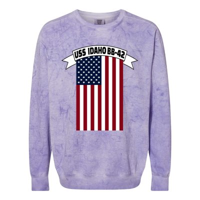 Uss Idaho Bbmeaningful Gift42 Battleship Ww2 Warship Veteran Father's Day Gift Colorblast Crewneck Sweatshirt