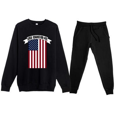 Uss Idaho Bbmeaningful Gift42 Battleship Ww2 Warship Veteran Father's Day Gift Premium Crewneck Sweatsuit Set