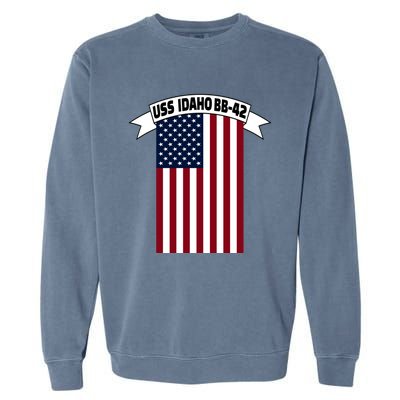 Uss Idaho Bbmeaningful Gift42 Battleship Ww2 Warship Veteran Father's Day Gift Garment-Dyed Sweatshirt