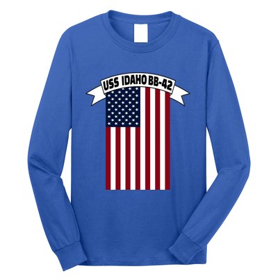 Uss Idaho Bbmeaningful Gift42 Battleship Ww2 Warship Veteran Father's Day Gift Long Sleeve Shirt