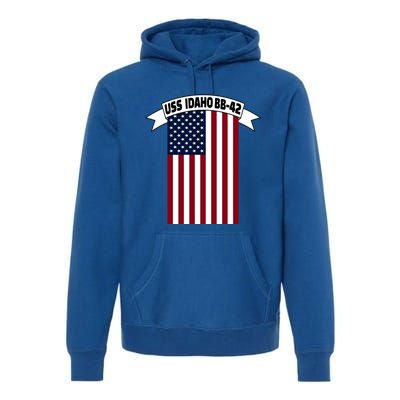 Uss Idaho Bbmeaningful Gift42 Battleship Ww2 Warship Veteran Father's Day Gift Premium Hoodie