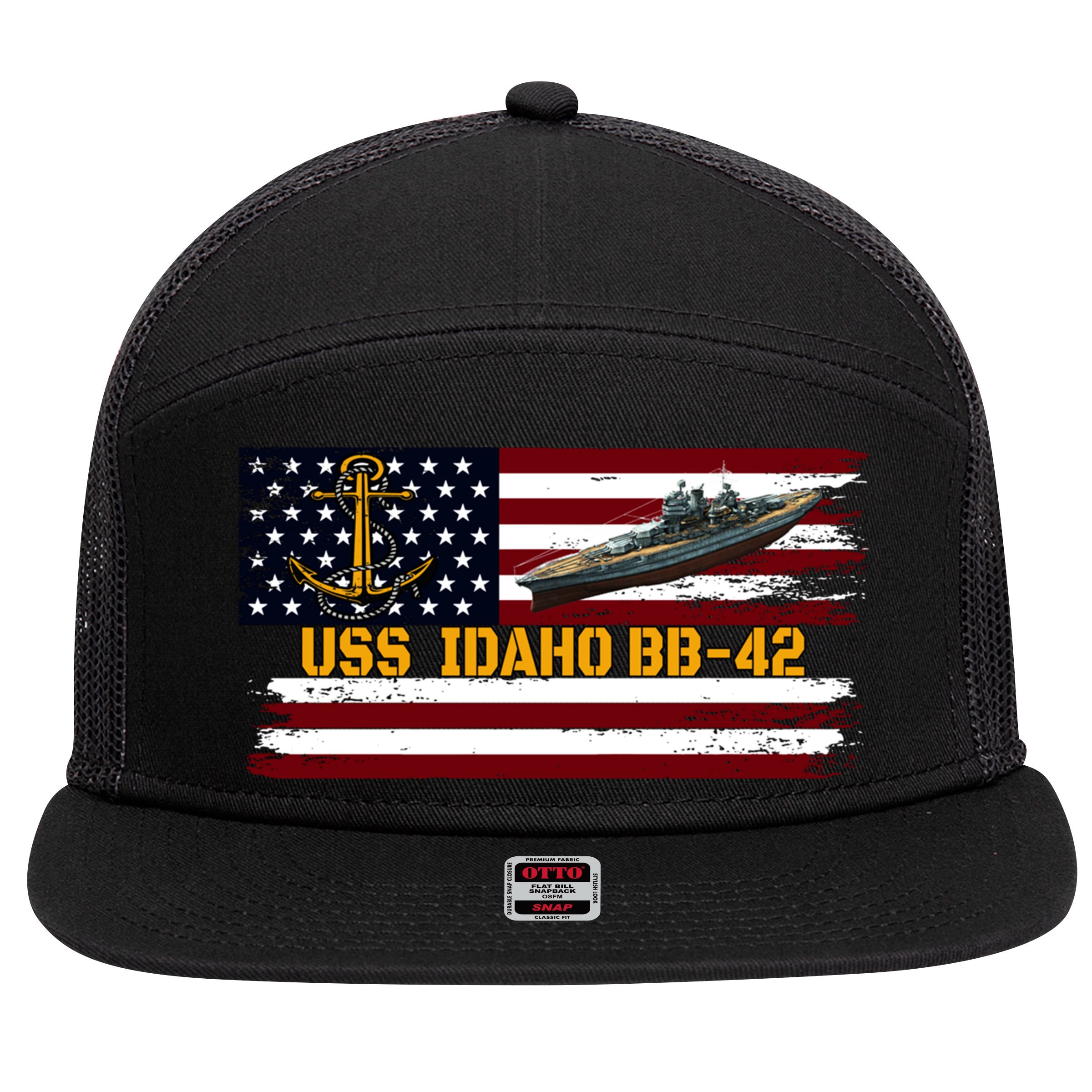 Uss Idaho Bbgift42 Ww2 Battleship Warship Veterans Day Father's Cool Gift 7 Panel Mesh Trucker Snapback Hat