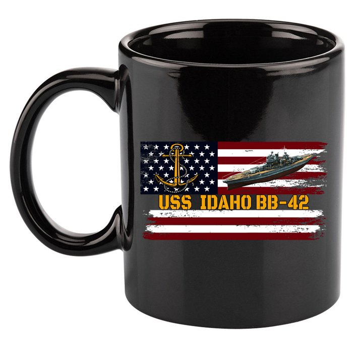 Uss Idaho Bbgift42 Ww2 Battleship Warship Veterans Day Father's Cool Gift 11oz C Handle Ceramic Mug