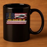 Uss Idaho Bbgift42 Ww2 Battleship Warship Veterans Day Father's Cool Gift 11oz C Handle Ceramic Mug
