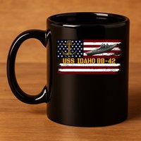 Uss Idaho Bbgift42 Ww2 Battleship Warship Veterans Day Father's Cool Gift 11oz C Handle Ceramic Mug