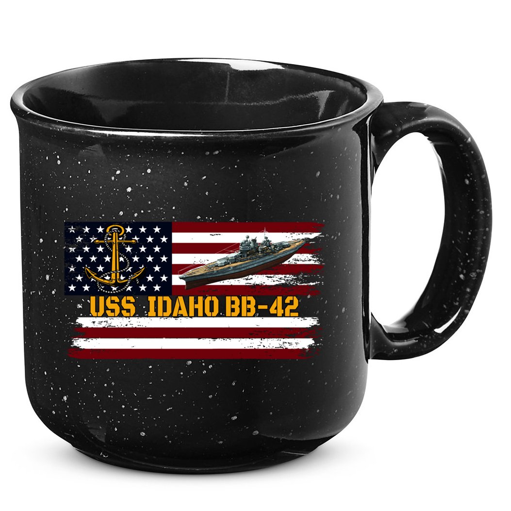 Uss Idaho Bbgift42 Ww2 Battleship Warship Veterans Day Father's Cool Gift 15oz Campfire Ceramic Mug