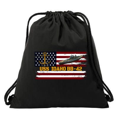 Uss Idaho Bbgift42 Ww2 Battleship Warship Veterans Day Father's Cool Gift Drawstring Bag