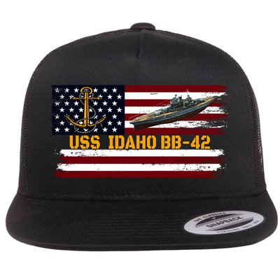 Uss Idaho Bbgift42 Ww2 Battleship Warship Veterans Day Father's Cool Gift Flat Bill Trucker Hat