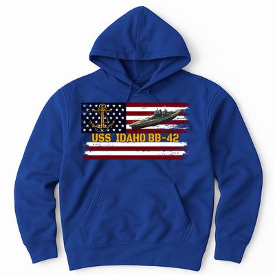 Uss Idaho Bbgift42 Ww2 Battleship Warship Veterans Day Father's Cool Gift Hoodie