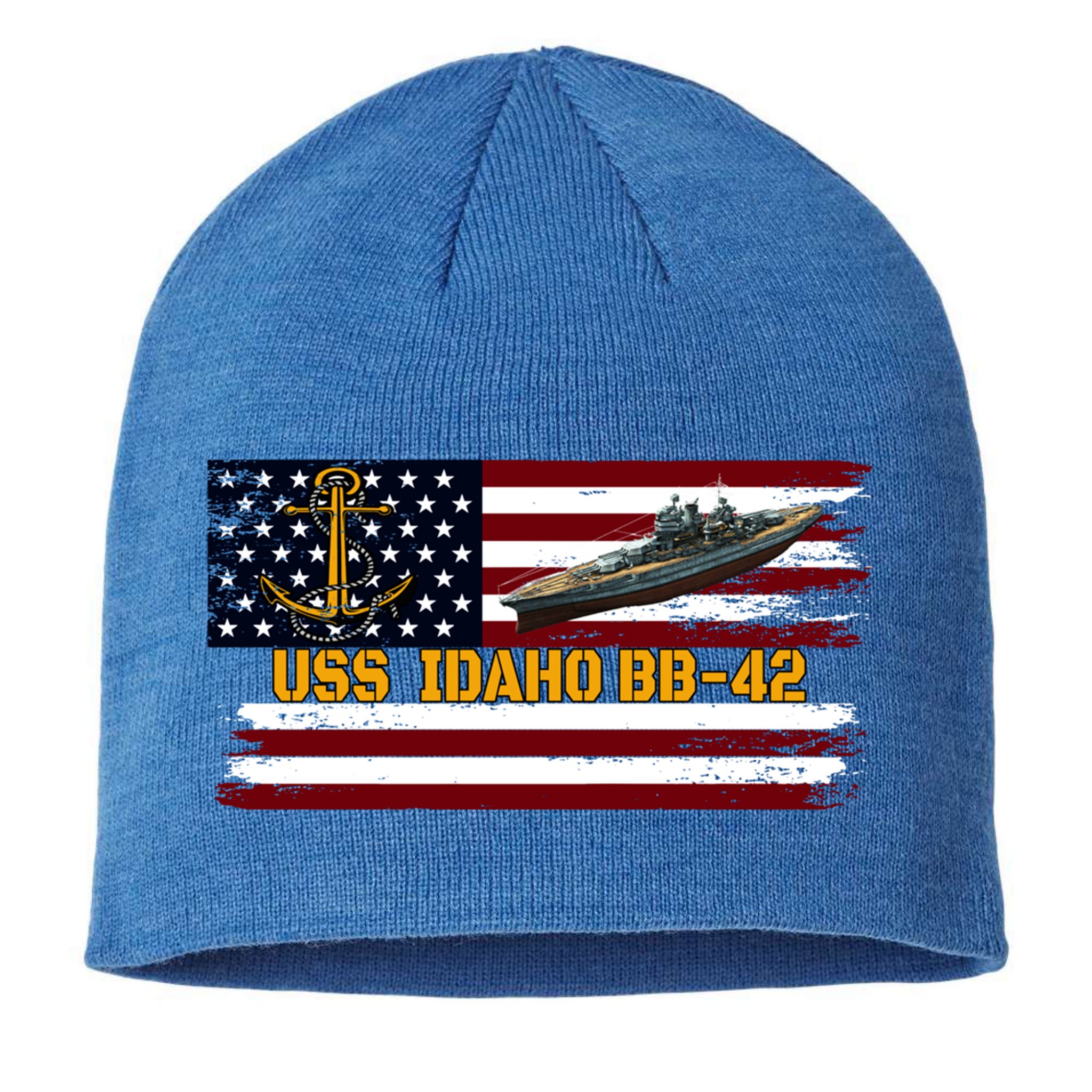 Uss Idaho Bbgift42 Ww2 Battleship Warship Veterans Day Father's Cool Gift Sustainable Beanie