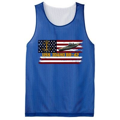 Uss Idaho Bbgift42 Ww2 Battleship Warship Veterans Day Father's Cool Gift Mesh Reversible Basketball Jersey Tank