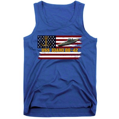Uss Idaho Bbgift42 Ww2 Battleship Warship Veterans Day Father's Cool Gift Tank Top